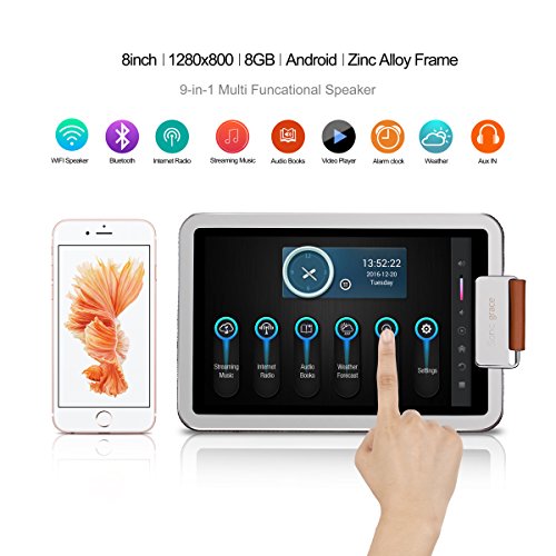 Sonicgrace-WIFI-Internet-Radio-Bluetooth-Speaker-with-8-High-Definition-Touchscreen-8-Hour-Playtime-Metal-Structure-with-HD-Sound-Extra-BassBlack