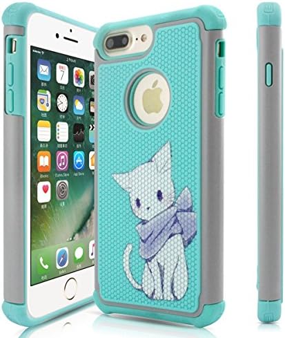 iPhone 7 Plus Case 5.5''(2016) 7 Plus Cover UBetterM [Shock Absorbing] Heavy Duty Hybrid Impact Defender Slim Rugged Cover Shell Plastic Outer Rubber Silicone Inner (Cute Cat)