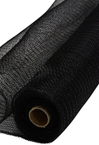 Deco Mesh roll, 20" x 10 Yards, Black with metallic black stripe
