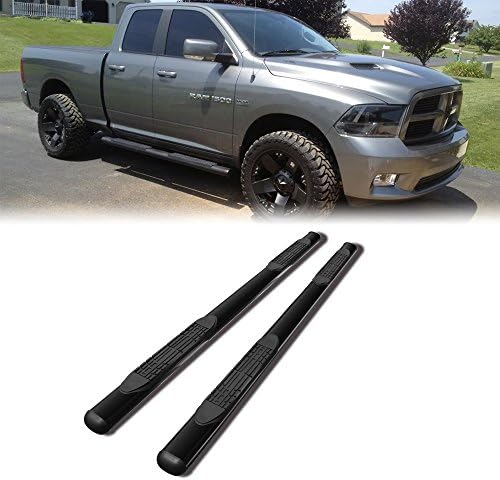 Micropower 4" Side Step Nerf Bars Rails Running Boards Carbon Steel Black Fit 2009-2017 Dodge Ram 1500 Quad Cab Black(2pcs with Mounting Bracket Hardware Kit)