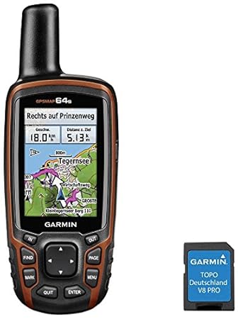 Garmin GPSMap 64s + TOPO Deutschland V8 Pro Outdoor-navigationsgerät, Schwarz/Rot, One Size
