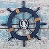 MDLUU-Wooden-Ship-Wheel-Wood-Anchor-Decor-11-Ship-Rudder-Decor-13-Anchor-Wall-Hanging-Ornament-for-Mediterranean-Nautical-Room-Party-Decor-Pack-of-2-Navy-Blue MDLUU Wooden Ship Wheel, Wood Anchor Decor, 11" Ship Rudder Decor, 13" Anchor Wall Hanging Ornament for Mediterranean Nautical Room, Party Decor, Pack of 2 (Navy Blue)