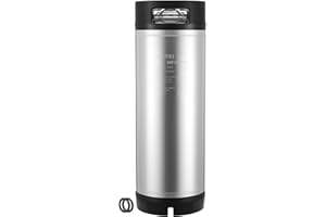 VEVOR Corny Keg, 5 Gallon Ball Lock Keg, SUS304 Cold Brew Kegs with Dual Rubber Handles & Heavy-Duty Rubber Bottom, Brewing E