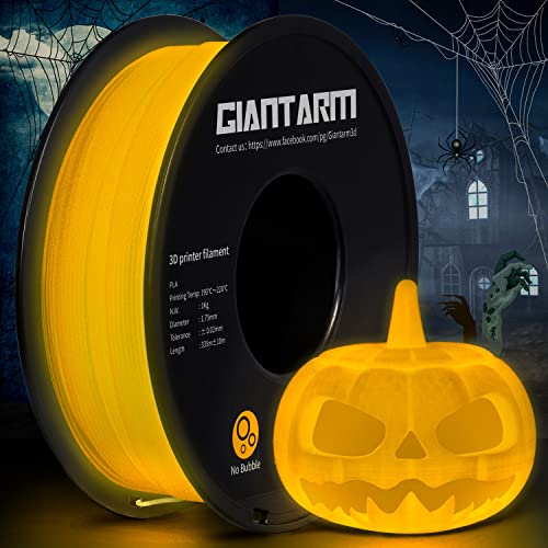 GIANTARM PLA Filament 1.75mm PLA Fluorescent Orange Yellow Luminous, Glow in The Dark 3D Printing Materials 1kg Spool…