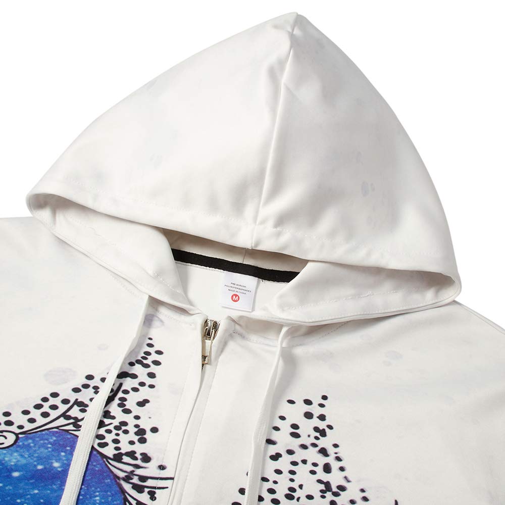 Youth Boys Galaxy Autumn Hoodie Zip-Up Sweatshirt with Pouch Pockets Top Hooded Shirts for Teens Outdoor Sport L