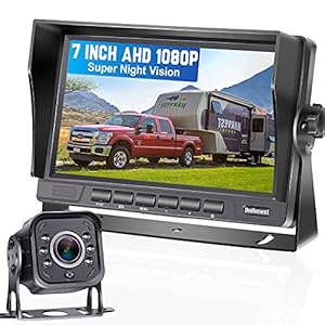 DoHonest RV Backup Camera HD 1080P 7” LCD Monitor System Infrared Night Vision Waterproof Metal Rear View Cam Adapter…