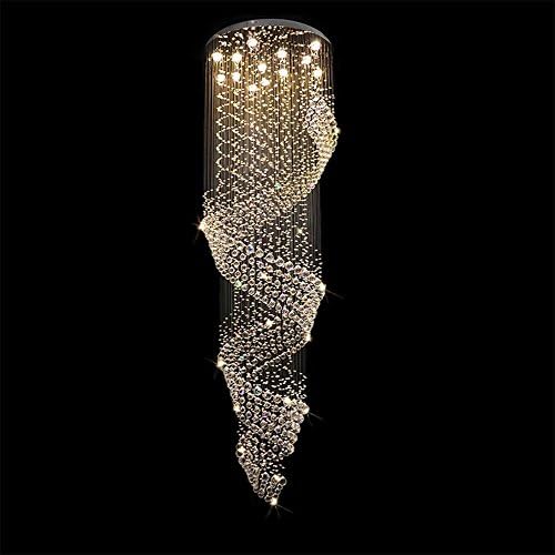Linght Modern Luxurious Rain Drop Crystal Chandelier Ceiling Light Fixture For Hallway Corridor Stairs D23.6 InchX H78.8 Inch
