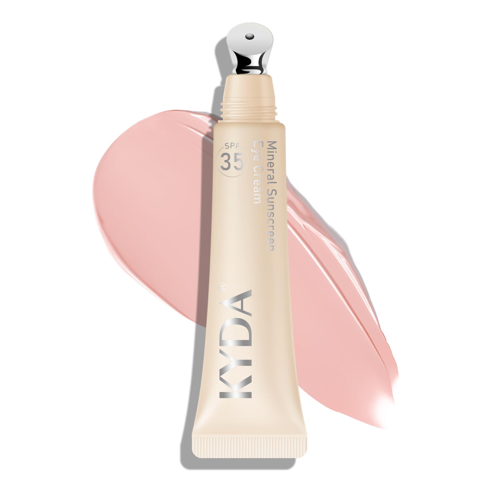 KYDA Mineral Under Eye Concealer，Pink Eyes Concealer + Sunscreen, SPF 35, Improves Dark Circles and Fine Lines, Infused Hyaluronic Acid, Blendable Formula with Metal Applicator, Vegan Eyes Beauty
