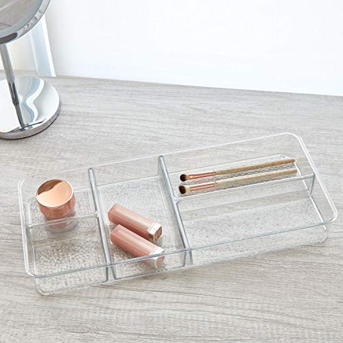 iDesign Rain Plastic Divided Vanity Organizer, Storage Tray for