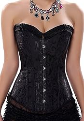 Blidece Women Tapestry Steel Lace Boned Corset
