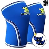 Knee Sleeve Neoprene 7mm (1 Pair) with FREE Adjustable Patella Knee Brace (1 Pair) By Chief Gear - Knee Support, Protects Patella, Pain Relief for Weight Lifting, Gym - Both Women & Men (Large)