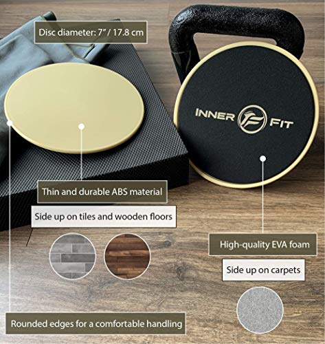InnerFit-Core-Sliders-for-Working-Out-Set-of-2-Dual-Sided-Exercise-Sliders-Fitness-Discs-Durable-Strength-Slides-Suitable-for-Carpets-and-Hardwood-Floors