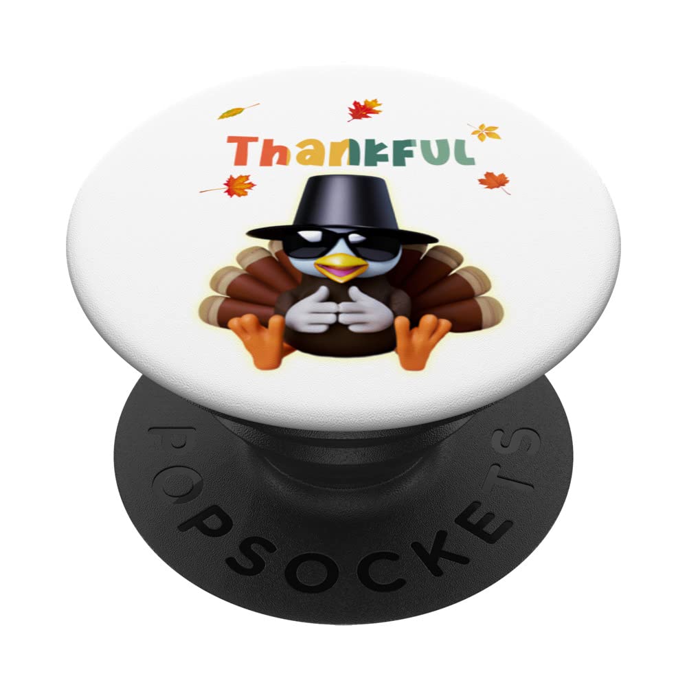 Turkey Pilgrim Hat Sunglasses Foliage Hand Sign THANKFUL PopSockets Swappable PopGrip