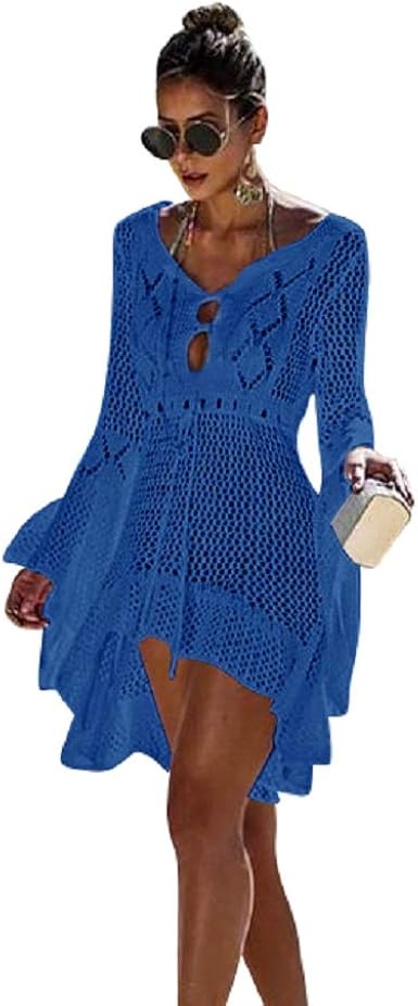 long sleeve crochet beach cover up