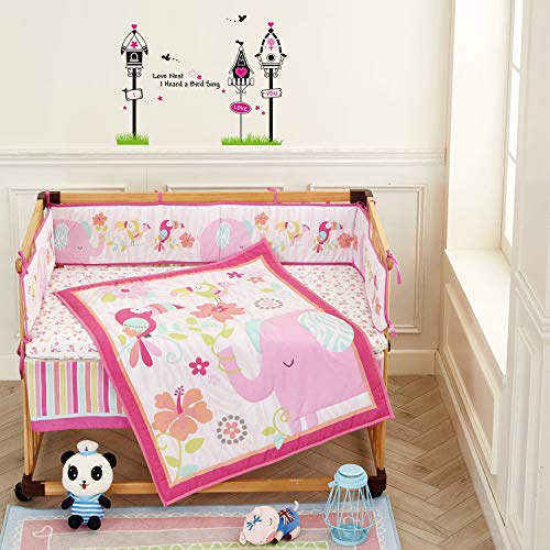 pink elephant baby bedding