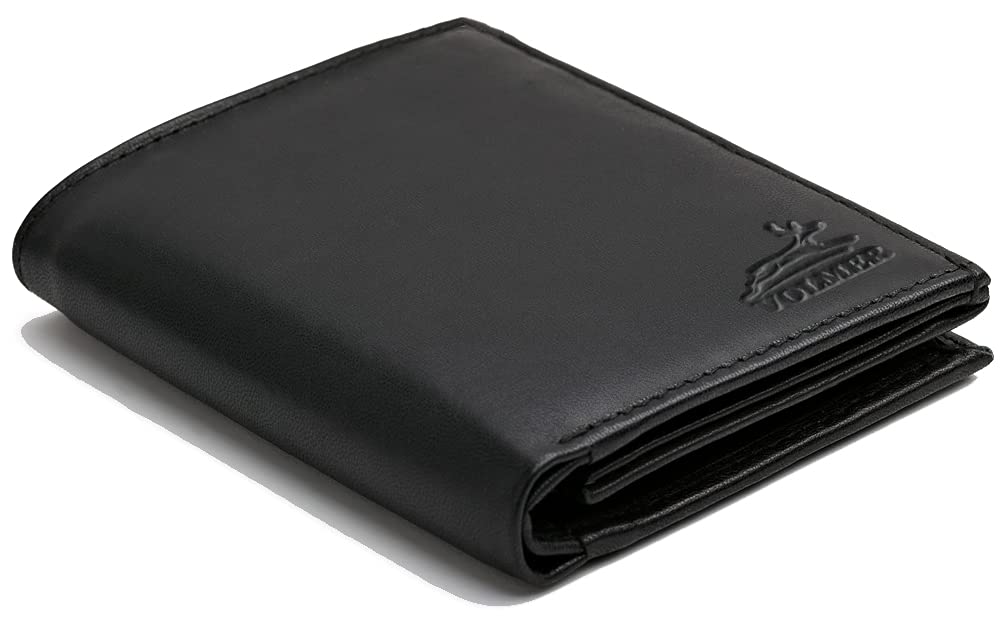 Velvety black Men's leather wallet genuine leather upright wallet purse fa.volmer #WSH91