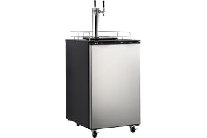 TROPOW 6.1 CF Beer Kegerator, Dual Tap Draft Beer Dispenser, Full Size Keg Refrigerator With Shelves, Stainless Steel, 32Â°F- 50Â°F Temperature Control, 170L