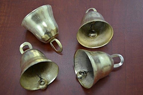 4 Pcs Handmade Gold Plated Farm Cow Goat Sheep Bells 2 3/4"