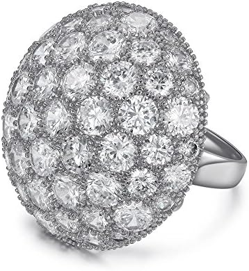 Serend Austrian Crystal 18k White Gold Plated Disco Ball Party Cocktail Rings Large, Size 8