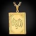 U7 Women 18K Gold Plated Photo Locket Necklace with Rolo Chain 22 Inch Rectangle Allah Pendant Muslim Jewelry