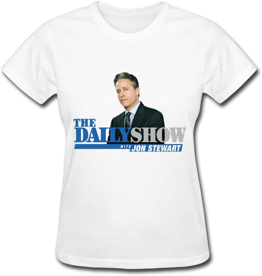 FENGTING Women's The Daily Show With Jon Stewart T-shirt White Tee