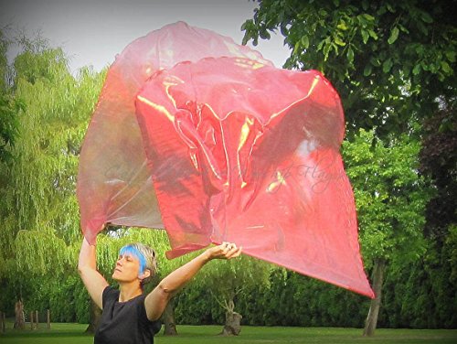 RED Metallic Angel Wing Catch the Fire Worship Flags (single layer; pair)