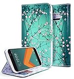 HTC 10 Case, NageBee [Kickstand Feature] Premium PU Leather Flip Fold Wallet Case with [ID&Credit Card Slot] for HTC M10 & HTC One M10 (Wallet Plum Blossom)
