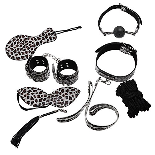 W&B Lion SM Slave Passion Sex Bondage Kit Set Bed Restraints for Couple Lover Adult (Leopard) image
