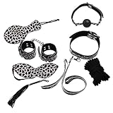 W&B Lion SM Slave Passion Sex Bondage Kit Set Bed Restraints for Couple Lover Adult (Leopard)