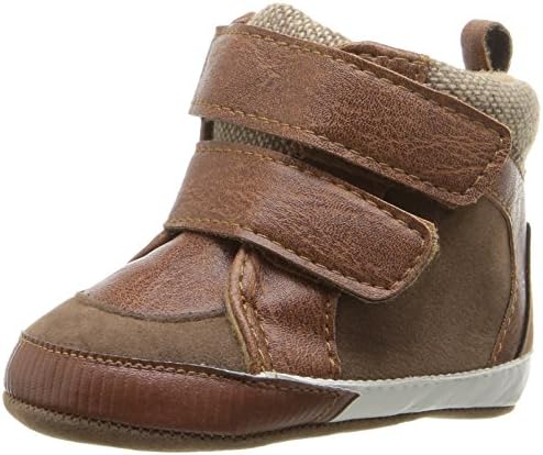 ABG Baby Boys' Hightop W/ Velcro Strap Sneaker, Brown, 9-12 Months W US Infant