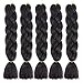 Forevery Braiding Hair 24 Inch Jumbo Braids Color Braiding Hair 5 Packs Black Braiding Hair Kanekalon Jumbo Braiding Kenakalon Hair Braid Hair (5pcs,Black Color 1B#)