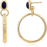 Watforsh Natural Turquoise Gemstone Birthstone Stud Earrings with Circle Dangle Hoop Earrings Boho style for Vintage Western Jewelry