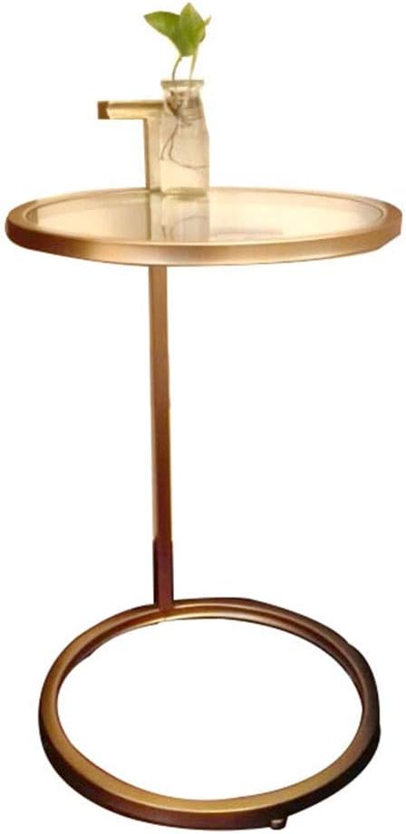 Amazon Com Hanshan Side Table Modern Minimalist Small Coffee Table Gold Wrought Iron Corner Desk Round Sofa Side Table For Living Room Bedroom Gold Gold Transparent Glass Color Gold Transparent Glass Kitchen
