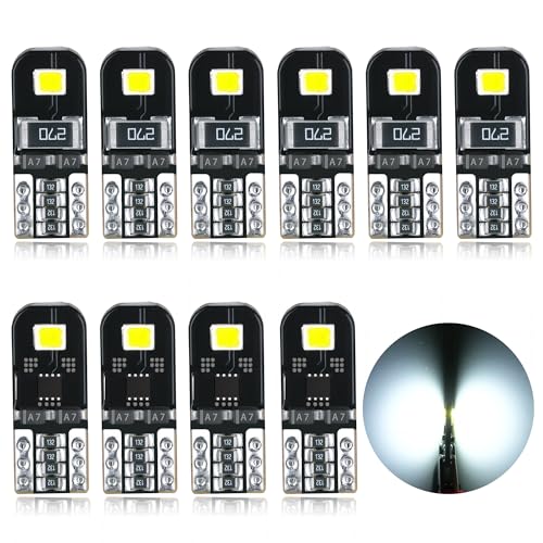 AGLINT T10 LED Bulbs Canbus Error Free 12V White No Polarity Designed W5W 194 501 168 Wedge Car Interior Dome Light Door Side Trunk Ceiling License Plate 10Pcs