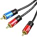 SHD RCA to 2RCA Subwoofer Cable Audio Cable 2RCA to 1RCA Bi-Directional RCA Y Adapter Premium Sound Quality Dual Shielded with Gold Plated Connectors-15Feet