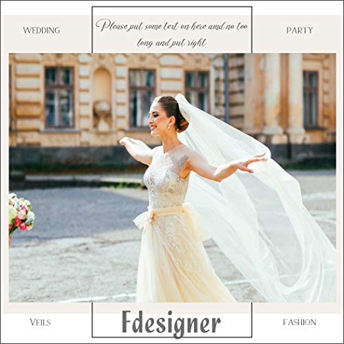 Fdesigner Bride Cathedral Veil Wedding Chapel Veils Bridal Headpieces Statement Veils Long Soft Veil with Comb 2T (Champagne) - Thumbnail 4
