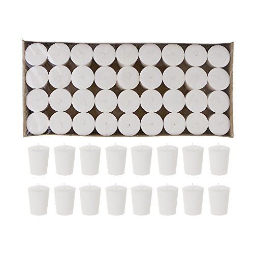 Mega Candles 72 pcs Unscented White Votive Candle | Pressed Wax Candles 15 Hours 1.5