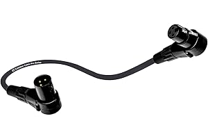 COLUBER CABLE Balanced XLR Cable Right Angle Male to Right Angle Female - 1 Feet Black - Pro 3-Pin 90 Degree Microphone Connector for Audio Interface or Mixer for Live Performance & Recording