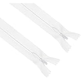 ANPURZII 2PCS #3 18 Inch White Invisible Zippers for Sewing Skirts, Nylon Coil Bulk Zippers for Pocket, Pillow(White 18" 2PCS)