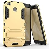 Xiaomi Redmi 4X Case DWaybox 2 in 1 Hybrid Heavy Duty Armor Hard Back Cover Case with kickstand for Xiaomi Redmi 4X / Hongmi 4X 5.0 Inch (Gold)