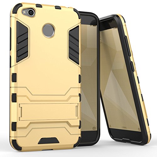 Xiaomi Redmi 4X Case DWaybox 2 in 1 Hybrid Heavy Duty Armor Hard Back Cover Case with kickstand for Xiaomi Redmi 4X / Hongmi 4X 5.0 Inch (Gold)