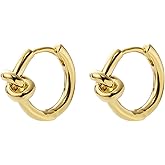 Hoop Earrings for Women Men Gold Silver Knot Hoop Earrings 14K Gold Huggie Hoop Earrings Hypoallergenic Lightweight Statement Jewelry Gift