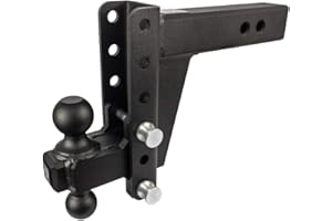BulletProof Hitches - 2.5" Adjustable Heavy Duty Trailer Hitch (22,000 lb. Rating) - 6" Drop/Rise Trailer Hitch with 2" & 2-5/16" Dual Ball - Powder Coat, Solid Steel, Corrosion-Resistant