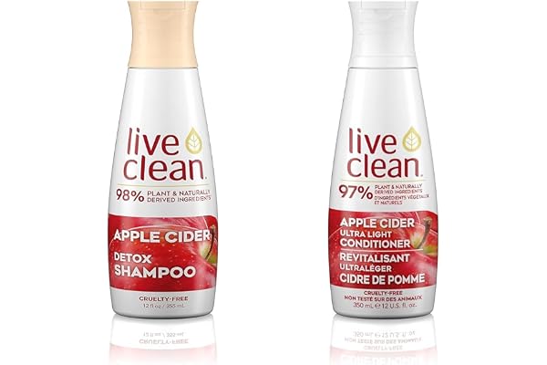 Live Clean Shampoo, Clarifying Apple Cider, 350 mL (Packaging may vary) & Conditioner, Ultra Light Apple Cider, 350 mL
