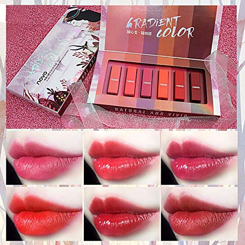 Onefa Waterproof Matte Liquid Lipstick Set 6pcs Lip Gloss Kit Long Lasting,Non-Fade Lips Beauty Cosmetic Makeup Case Perfect Gift Kit