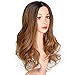 AISI HAIR Long Brown Ombre Wavy Wig Two Tone Curly Big Wavy Wig Heat Resistant Synthetic Honey Blonde Wavy Hair for Women