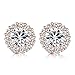 Bamoer Cubic Zirconia Platinum Plated Flower Design Round Stud Earrings
