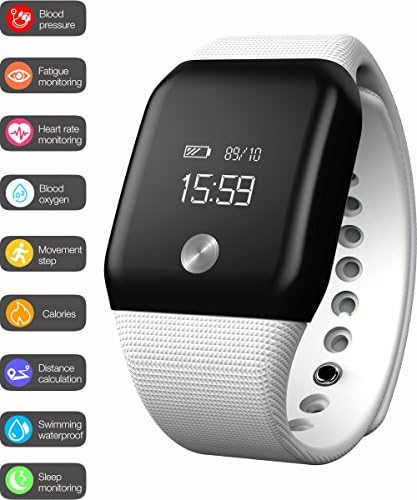 Bluetooth Fitness Tracker A88 Smart Wristband Heart Rate Monitor with Blood Oxygen Blood Pressure Monitor Bracelet Activity Trackers Smart Bracelet for IOS Android (white)