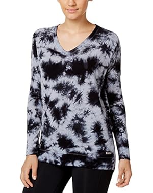 Performance Women's Long-Sleeve Tie-Dyed Top, Stone Gray (Medium)
