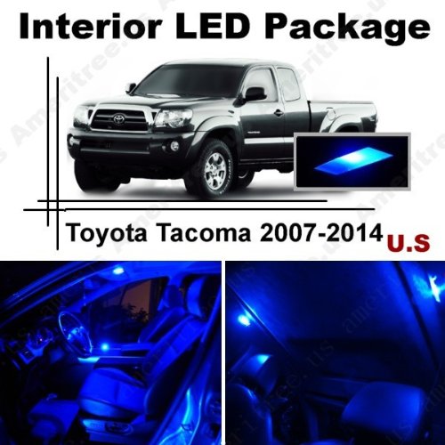 Ameritree Blue LED Lights Interior Package + Blue LED License Plate Kit for Toyota Tacoma 2007-2015 (5 Pieces)